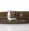 M and F Western Product N2475702 Men's Standard Belt in Brown Leather with Fancy Woven Back